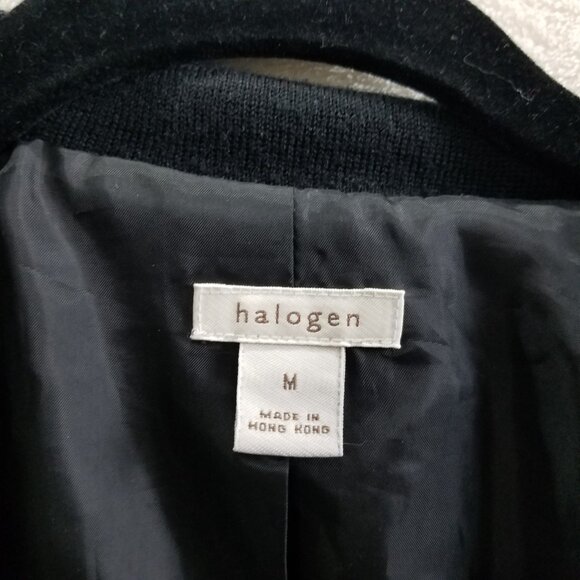 Halogen Jacket Wool/Silk Blend bomber ribbed cuff multipocket womens M - Picture 6 of 12